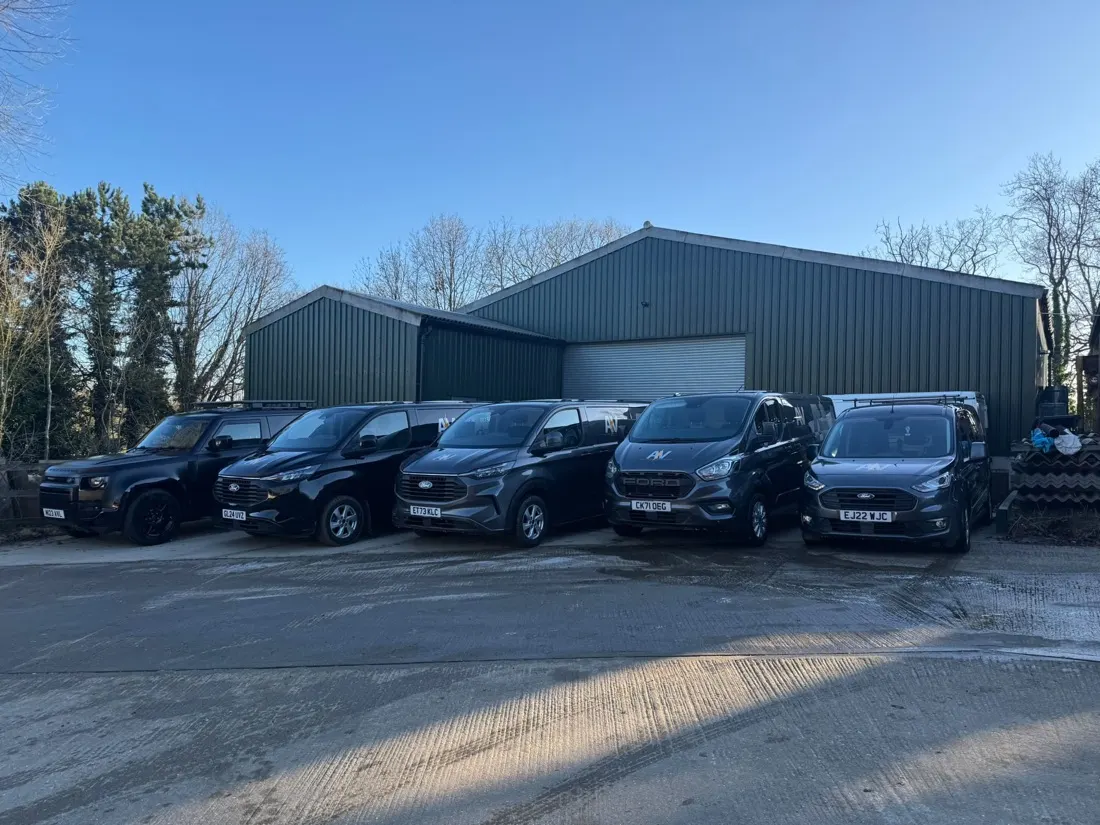 The Allview Electrical fleet lined up outside our Brenchley base