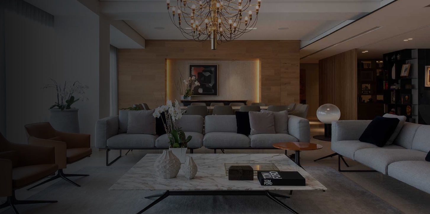 Luxury living room with intelligent lighting